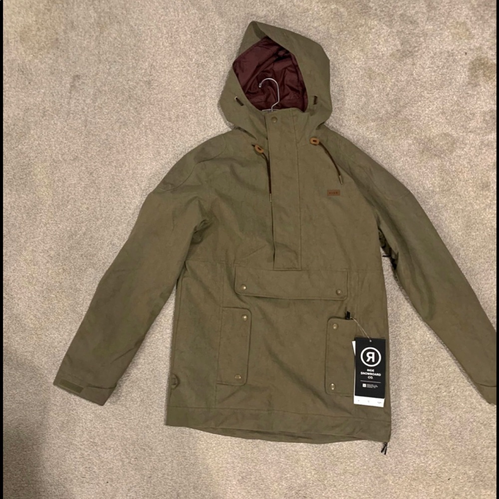 Ride Deception Anorak ski snowboard jacket waxed military olive green brownish